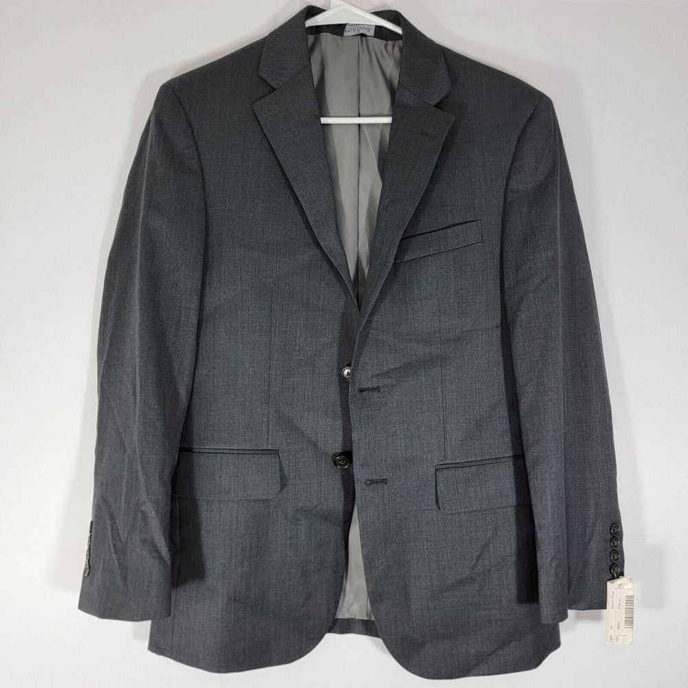 JOS A BANK Mens Sport Coat Blazer Two Button CH Gray Twill Wool Tailored Fit 36S
